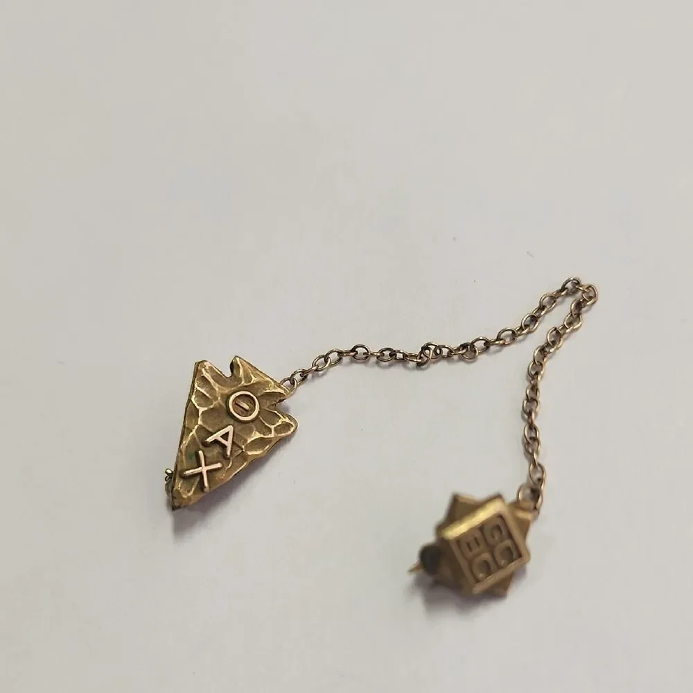 Theta Delta Chi Pin With Chain Gold Filled